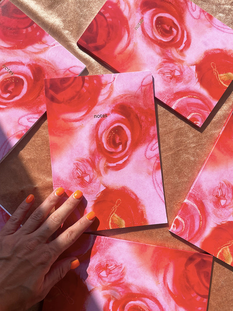 Heart medicine recycled notebook rose pink red pastel 