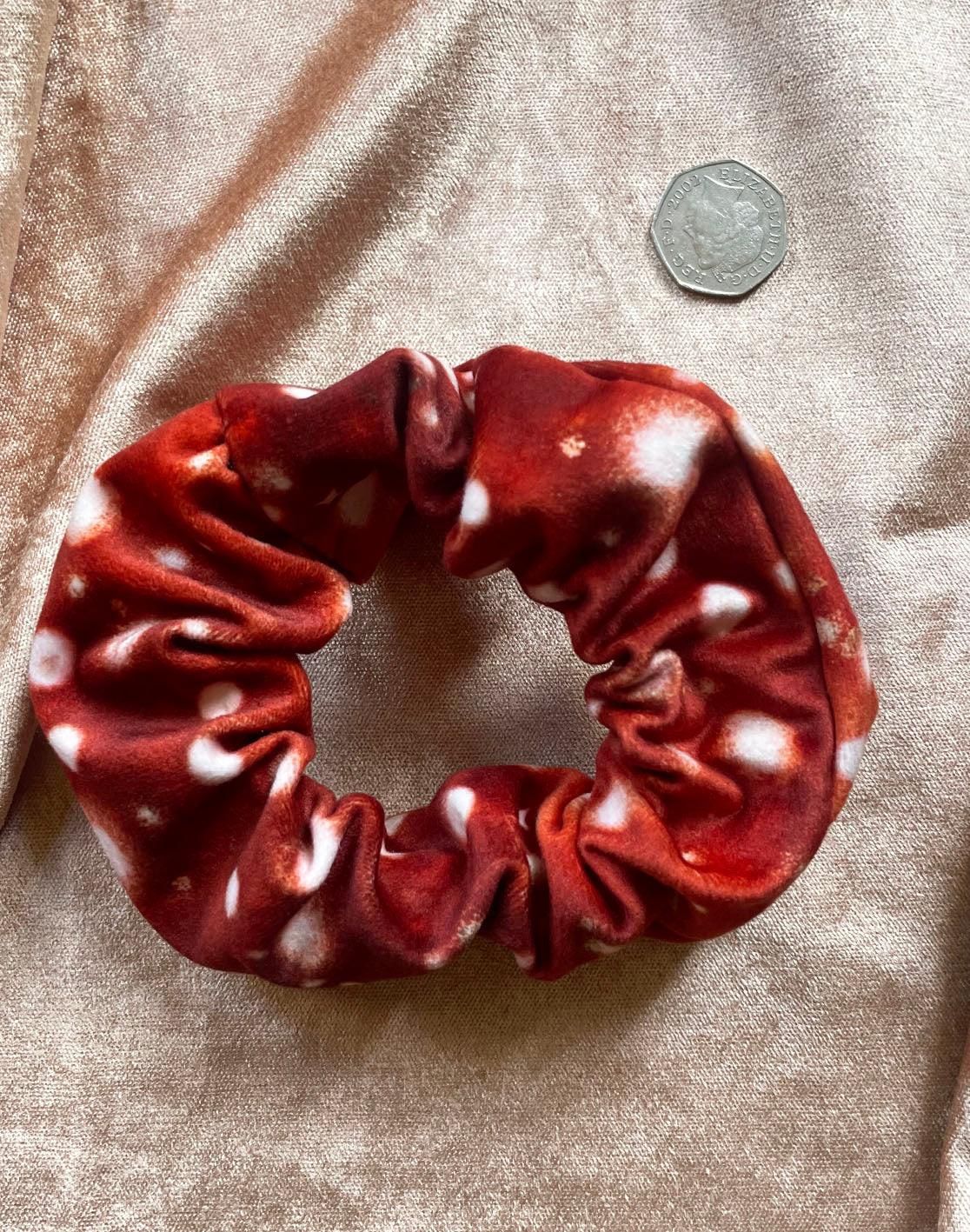 Large Matte Amanita Magic Mushroom Scrunchie
